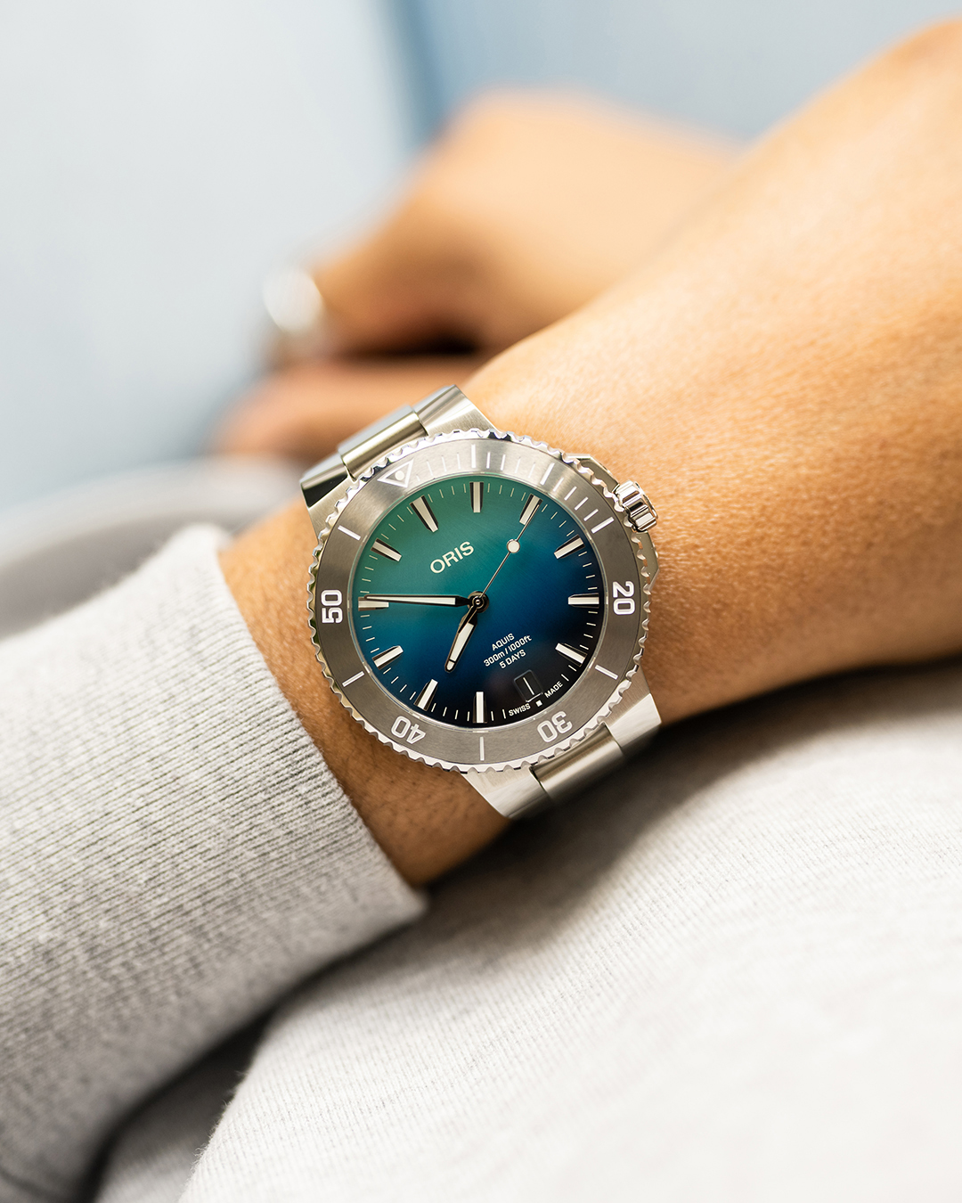 ORIS  Мужские швейцарские часы с автоматическим механизмом, стальной браслет, 43,5 мм